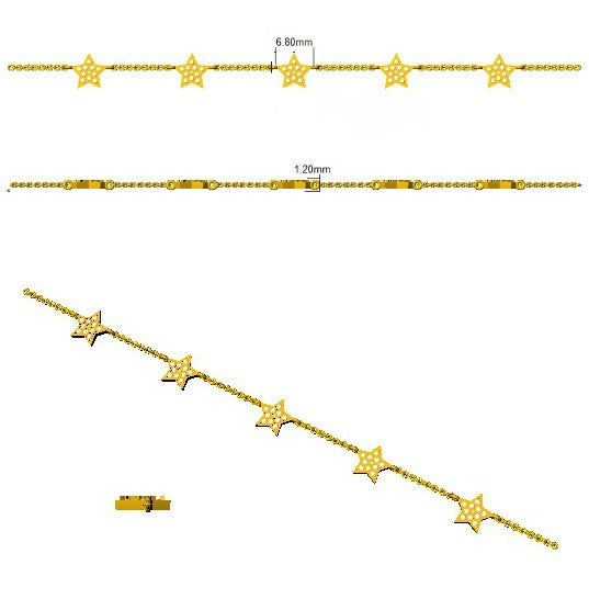 Round Pave Set Lab Grown Diamond Star Shape Station Bracelet in Platinum with Lobster Claw in 10K/14K gold and platinum with certified lab-grown or natural diamonds