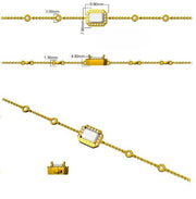 Natural Emerald Cut Diamond Halo Station Bracelet with Adjustable Chain in 10K/14K gold and platinum with certified lab-grown or natural diamonds
