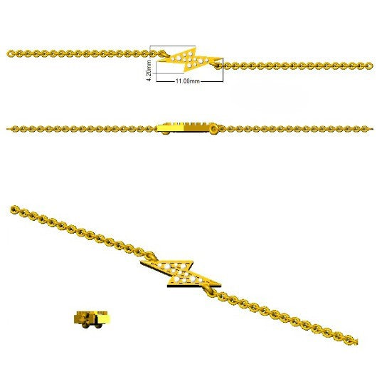 Solid Gold Natural Diamond Lightning Bolt Charm Bracelet in 10K/14K gold and platinum with certified lab-grown or natural diamonds