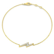 Solid Gold Natural Diamond Lightning Bolt Charm Bracelet in 10K/14K gold and platinum with certified lab-grown or natural diamonds