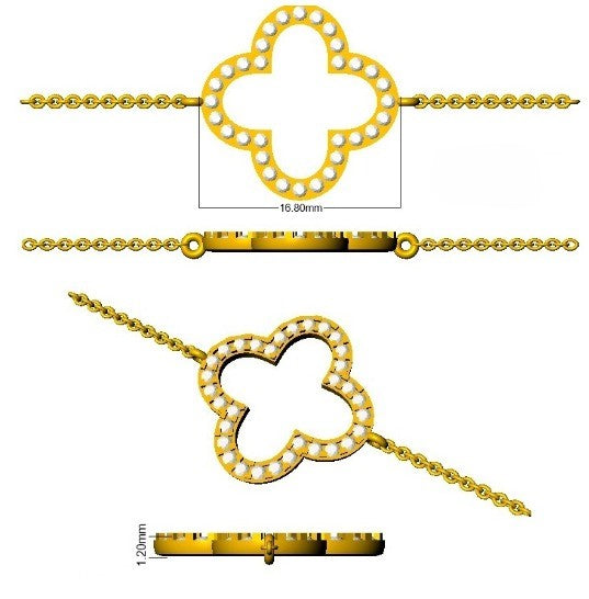 Natural Diamond Round Pave Clover Bracelet in 10K/14K gold and platinum with certified lab-grown or natural diamonds