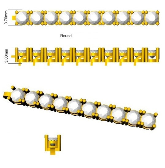 Round Natural Diamond Tennis Bracelet in Prong Set with Secure Box Clasp in 10K/14K gold and platinum with certified lab-grown or natural diamonds