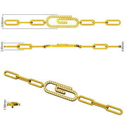 Round Pave Lab Grown Diamond Paperclip Link Bracelet with Pave Center Link / in 10K/14K gold and platinum with certified lab-grown or natural diamonds
