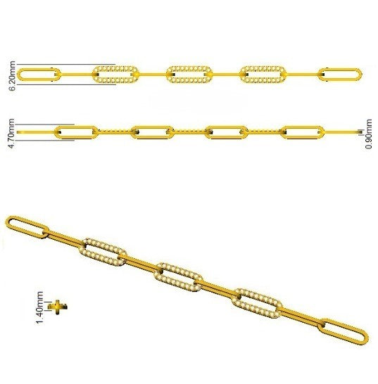 Natural Round Diamond Pave Link Bracelet with Modern Chain Design in 10K/14K gold and platinum with certified lab-grown or natural diamonds