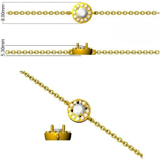 Lab Grown Round Diamond Halo Chain Bracelet with Lobster Clasp in 10K/14K gold and platinum with certified lab-grown or natural diamonds