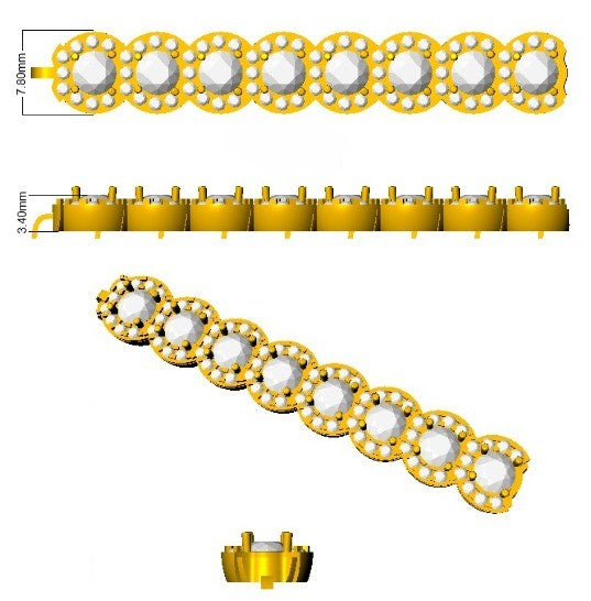 12.70Ct Lab Created Fancy Halo Diamond Tennis Bracelet - Prong Pave Set in 10K/14K gold and platinum with certified lab-grown or natural diamonds