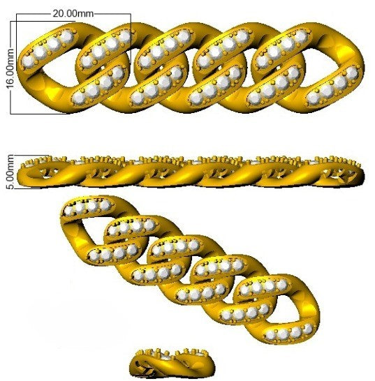 10.80ct Round Natural Pave Cuban Link Bracelet-Iced Out Curb Bracelet for Unisex in 10K/14K gold and platinum with certified lab-grown or natural diamonds