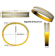 Platinum Lab Grown Diamond Bangle with Baguette and Round Cut Channel Pave Setting in 10K/14K gold and platinum with certified lab-grown or natural diamonds