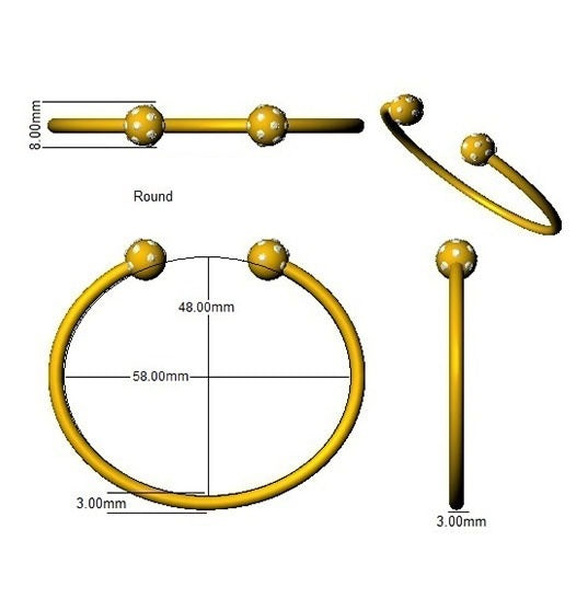 Natural Round Cut Flush Set Diamond Open Cuff Bangle with Ball End Design in 10K/14K gold and platinum with certified lab-grown or natural diamonds