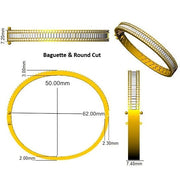 Channel Set Natural Diamond Bangle with Baguette and Round Cut Diamonds in 10K/14K gold and platinum with certified lab-grown or natural diamonds