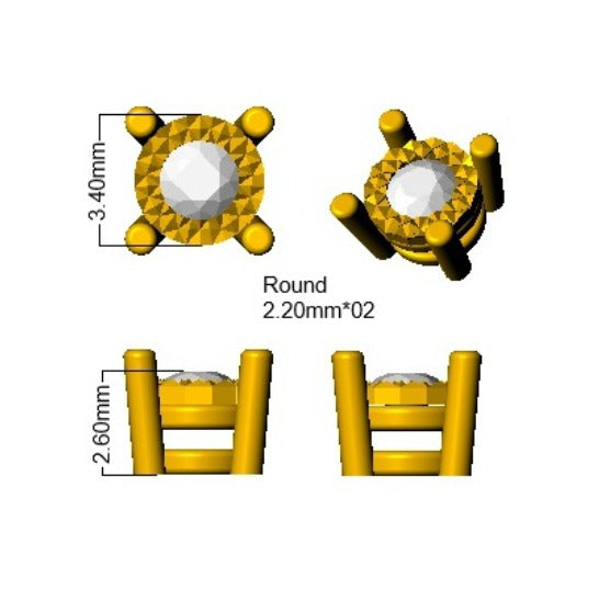 Stud Earrings with Round Cut Diamond Solitaire - 0.1ct to 0.5ct in 10K/14K gold and platinum with certified lab-grown or natural diamonds