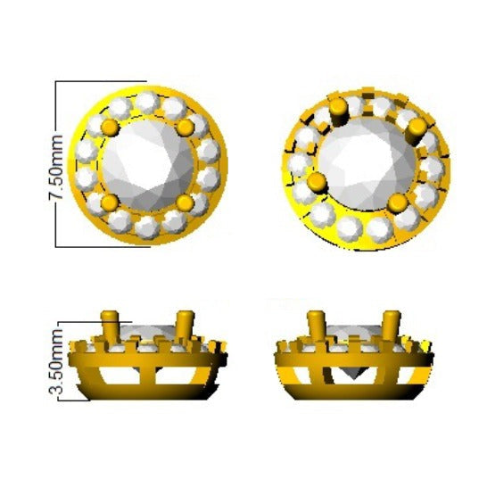 Halo Stud Earrings - 1.25 Carat Luzyy Round Brilliant Pave Frame in 10K/14K gold and platinum with certified lab-grown or natural diamonds