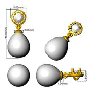 Blue Sapphire Halo Pearl Diamond Earrings - Push Back - Elegant Jewellery in 10K/14K gold and platinum with certified lab-grown or natural diamonds