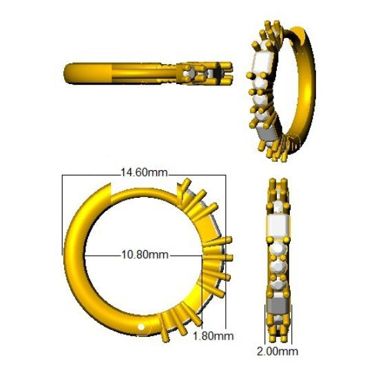 Luxy 0.5 Ct Round & Emerald Diamond Hoop Earrings in 10K/14K gold and platinum with certified lab-grown or natural diamonds