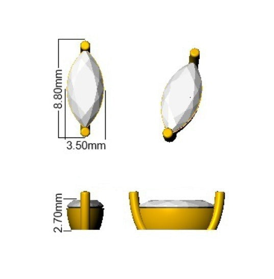 Stud Earrings with Marquise Cut Diamond Solitaire - 0.5ct in 10K/14K gold and platinum with certified lab-grown or natural diamonds