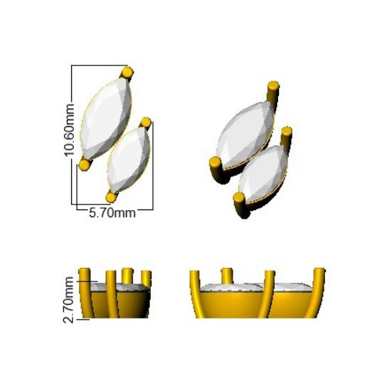 Gold Diamond Earrings - 1ct Elegant Luxury Shape Jewelry in 10K/14K gold and platinum with certified lab-grown or natural diamonds