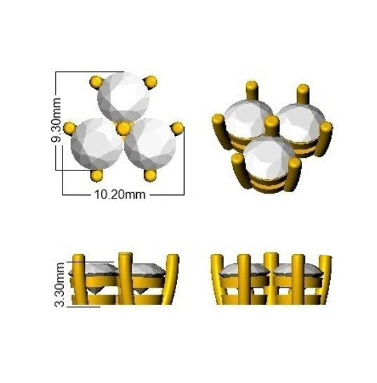 Luzly Luxury 2ct Gold Diamond Shape Earrings for Elegant Style in 10K/14K gold and platinum with certified lab-grown or natural diamonds