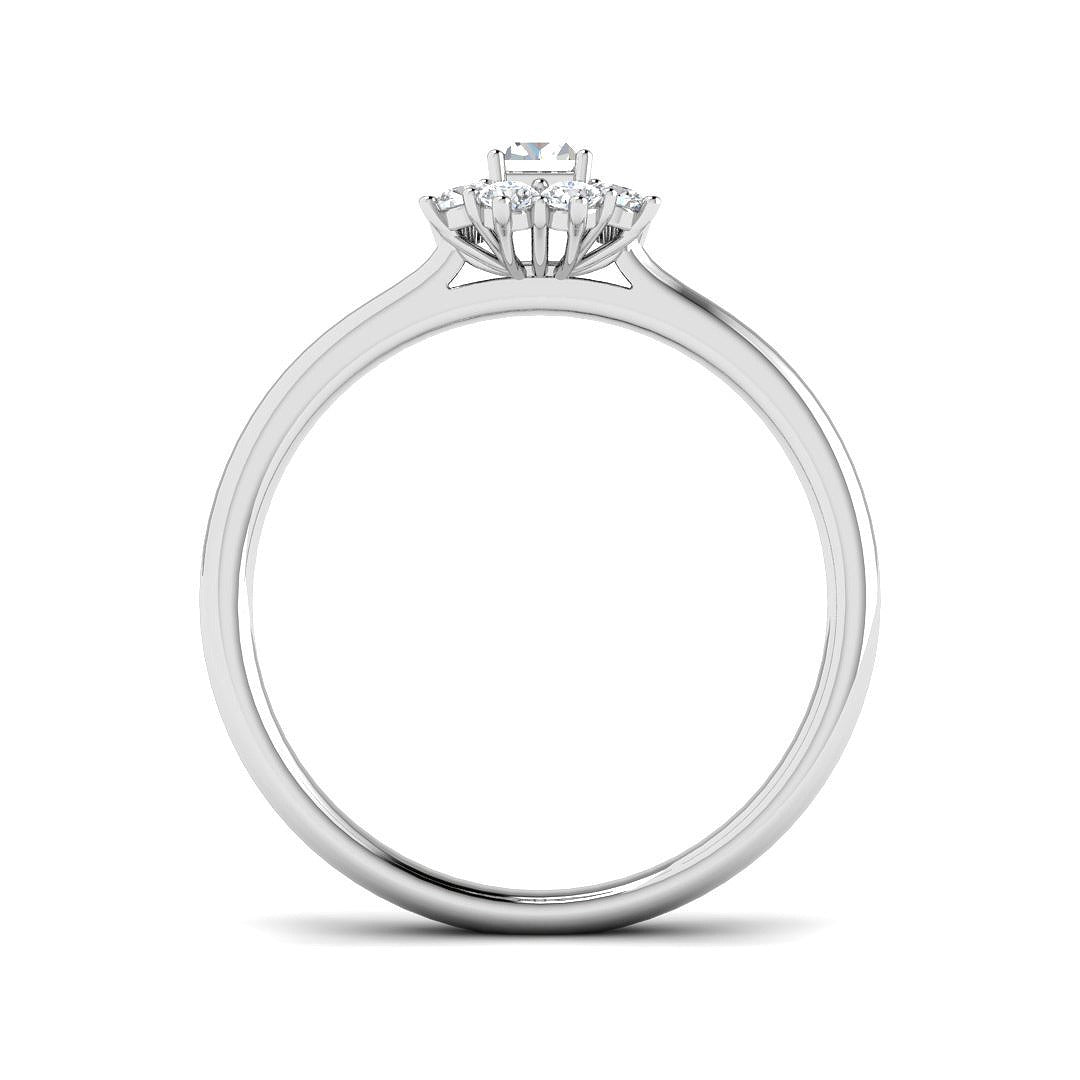 Emerald Cut Diamond Starburst Halo Ring in 10K/14K gold and platinum with certified lab-grown or natural diamonds