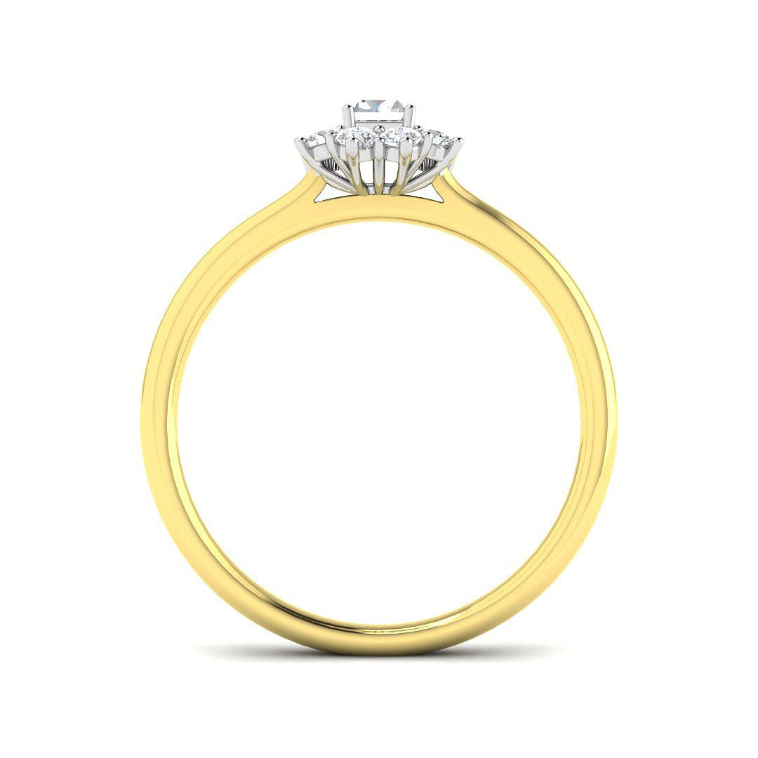 Emerald Cut Diamond Starburst Halo Ring in 10K/14K gold and platinum with certified lab-grown or natural diamonds