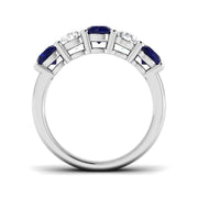 Alternating Round Blue Sapphire & Diamond Five Stone Ring in 10K/14K gold and platinum with certified lab-grown or natural diamonds