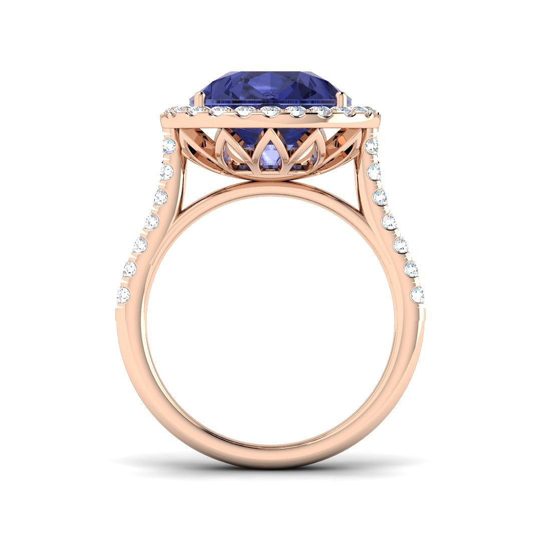 Pear Tanzanite Diamond Cocktail Ring - Metal in Gold or in 10K/14K gold and platinum with certified lab-grown or natural diamonds