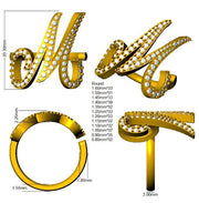 M Initial Diamond Ring in 10K/14K gold and platinum with certified lab-grown or natural diamonds