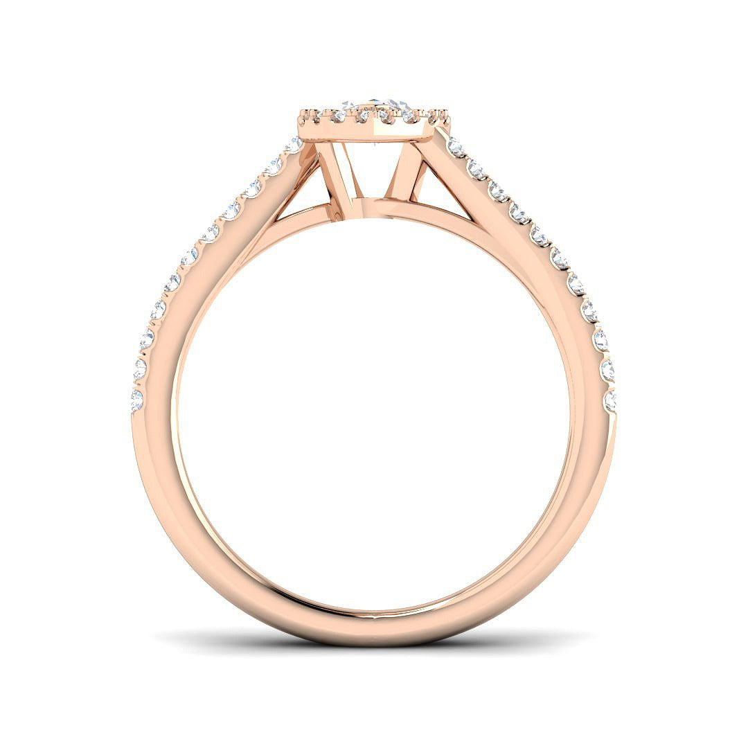 Marquise Cut Diamond Halo Engagement Ring in 10K/14K gold and platinum with certified lab-grown or natural diamonds