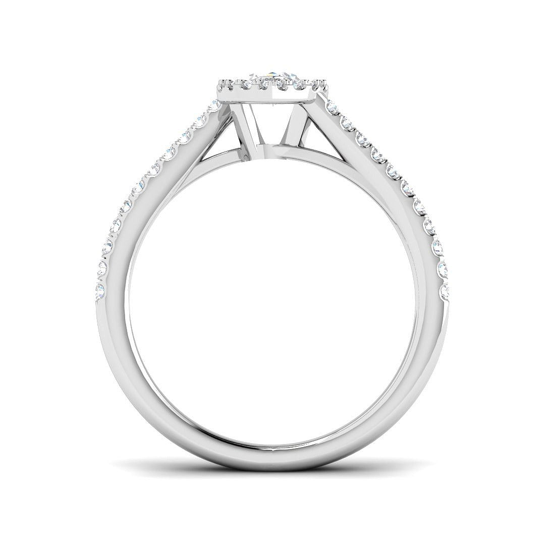 Marquise Cut Diamond Halo Engagement Ring in 10K/14K gold and platinum with certified lab-grown or natural diamonds