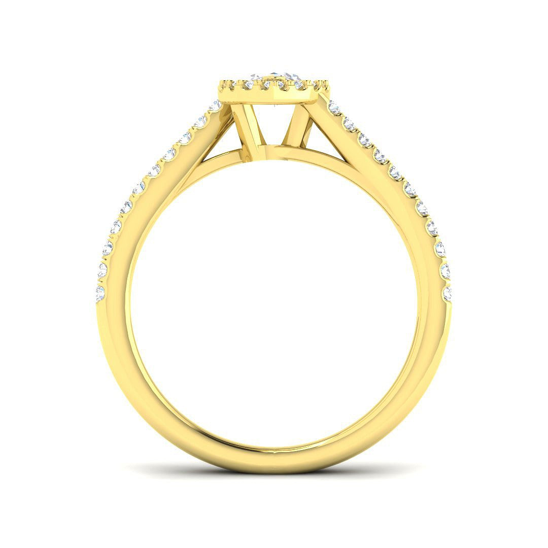 Marquise Cut Diamond Halo Engagement Ring in 10K/14K gold and platinum with certified lab-grown or natural diamonds