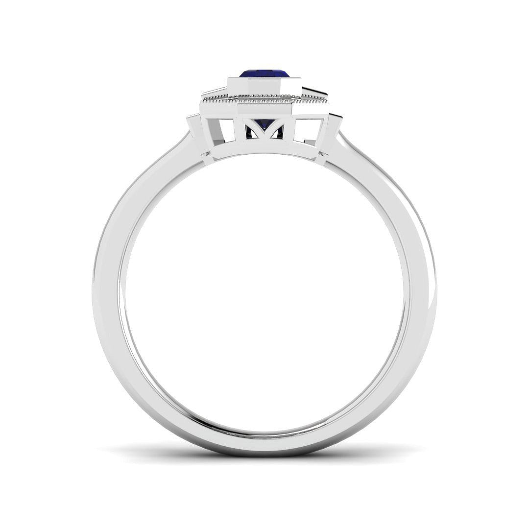 Diamond Perth Blue Sapphire Ring in 10K/14K gold and platinum with certified lab-grown or natural diamonds