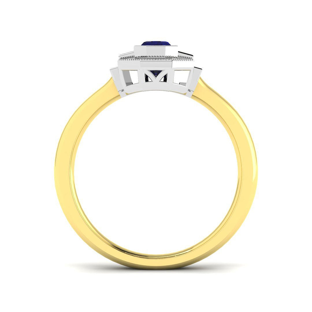 Diamond Perth Blue Sapphire Ring in 10K/14K gold and platinum with certified lab-grown or natural diamonds