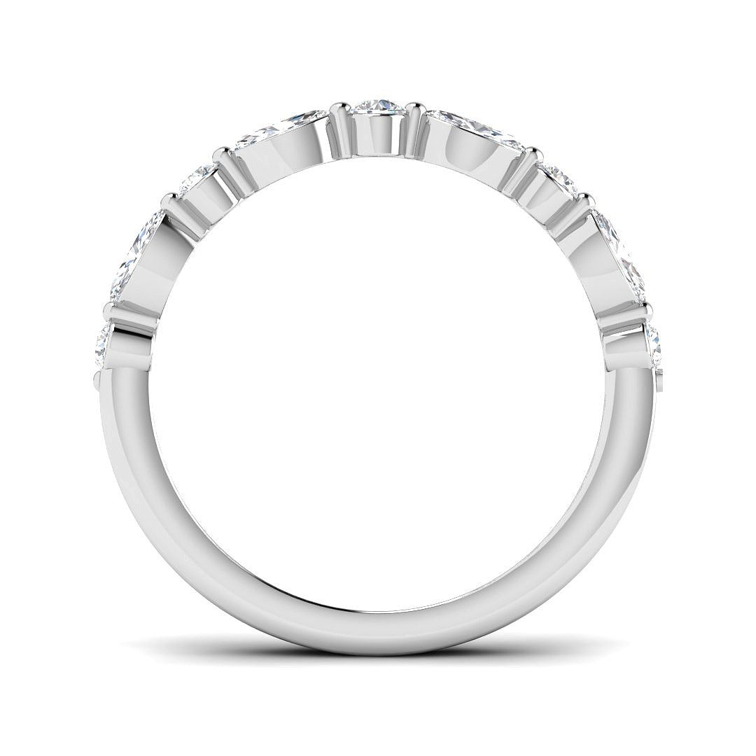 Round and Marquise Diamond Half Eternity Ring in 10K/14K gold and platinum with certified lab-grown or natural diamonds