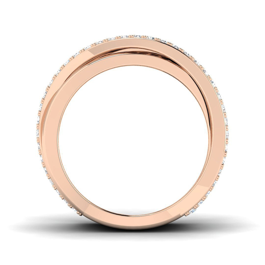 Diamond Crisscross Band Fancy Ring in 10K/14K gold and platinum with certified lab-grown or natural diamonds