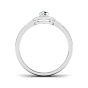 Emerald Trio Ring with Milgrain Diamond Design in 10K/14K gold and platinum with certified lab-grown or natural diamonds