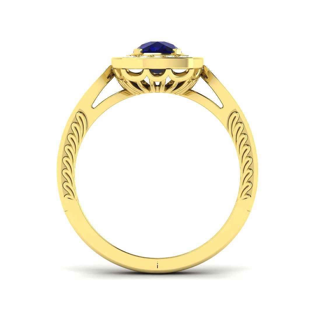 Diamond ktamforb Blue Sapphire Ring in 10K/14K gold and platinum with certified lab-grown or natural diamonds