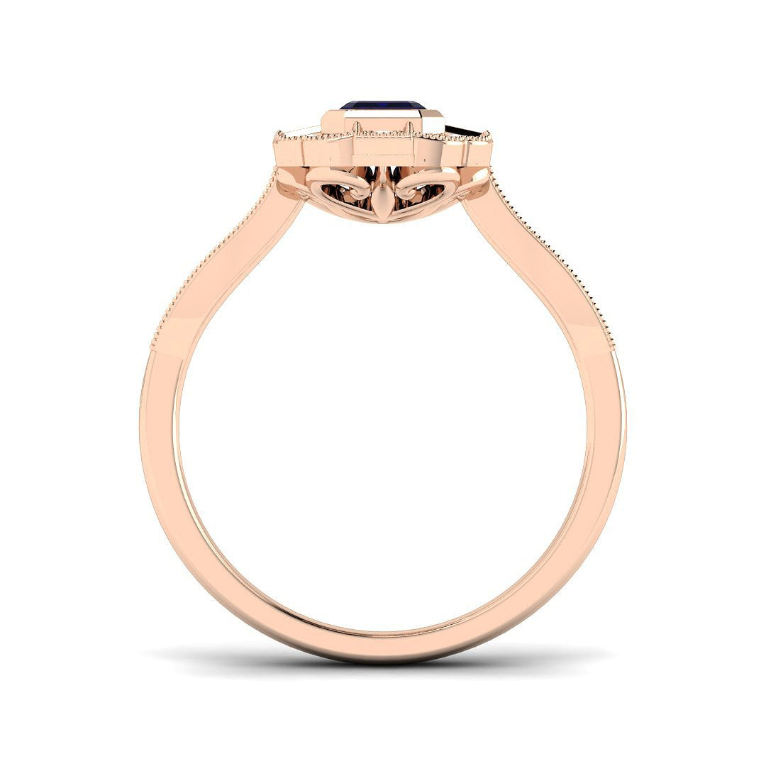 Diamond ktocktob Blue Sapphire Ring in 10K/14K gold and platinum with certified lab-grown or natural diamonds