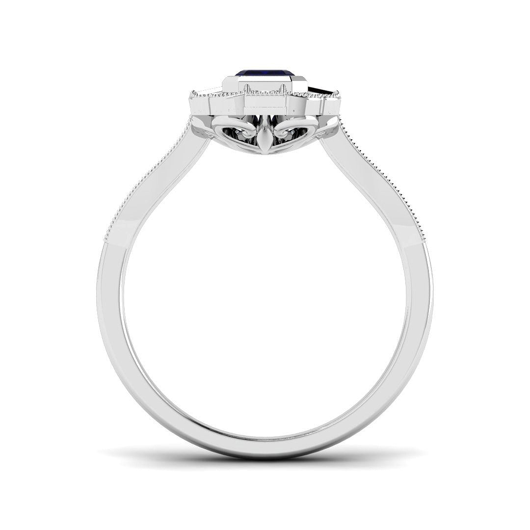 Diamond ktocktob Blue Sapphire Ring in 10K/14K gold and platinum with certified lab-grown or natural diamonds