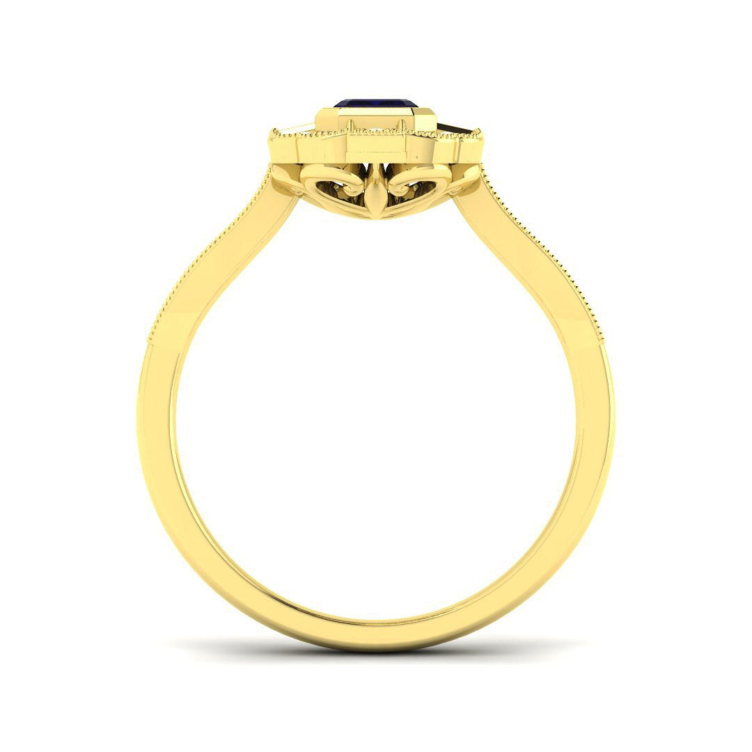 Diamond ktocktob Blue Sapphire Ring in 10K/14K gold and platinum with certified lab-grown or natural diamonds