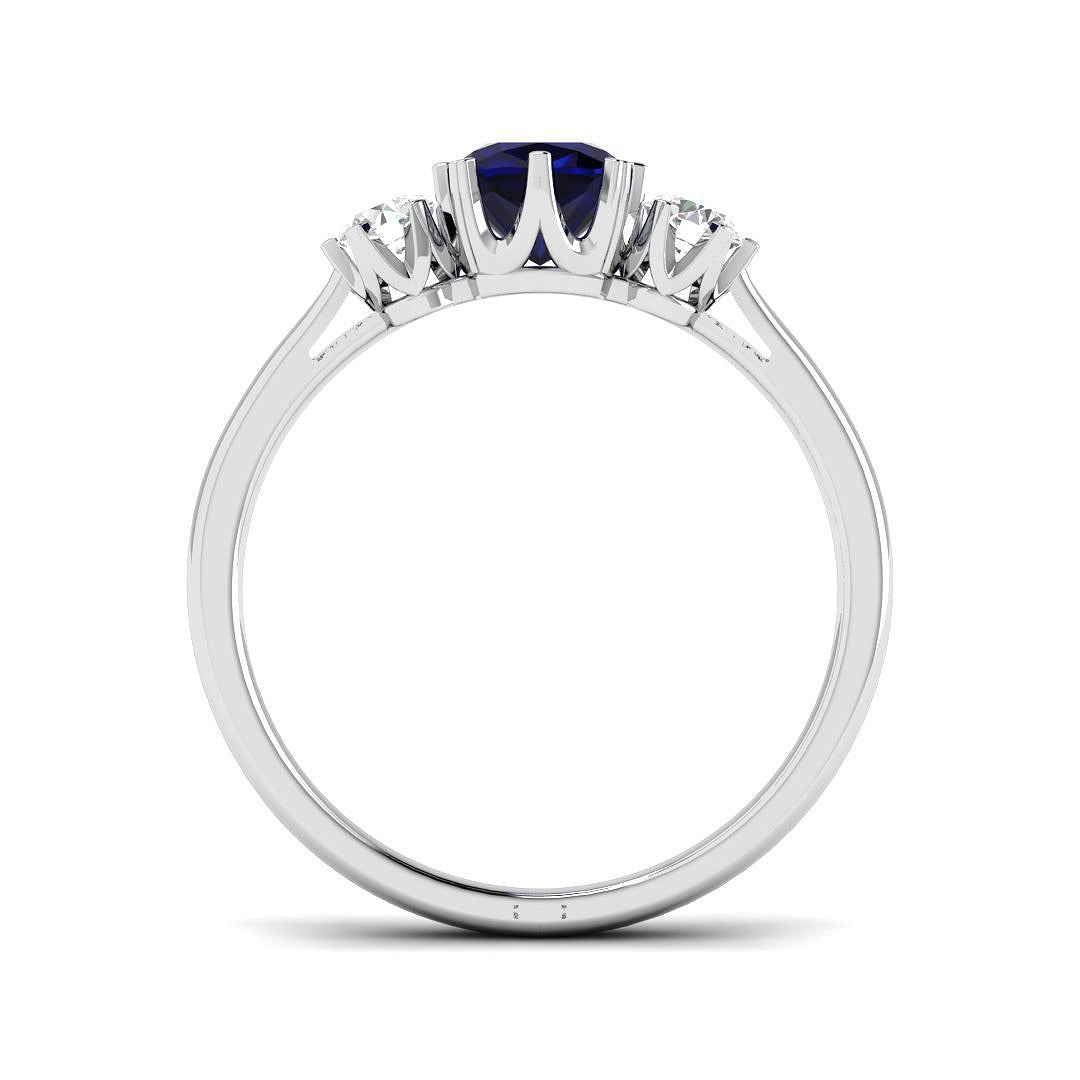 Diamond Gasakhiesk Blue Sapphire Ring in 10K/14K gold and platinum with certified lab-grown or natural diamonds