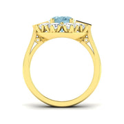 Oval Cut Aquamarine Ring with Diamond Side Accents in 10K/14K gold and platinum with certified lab-grown or natural diamonds