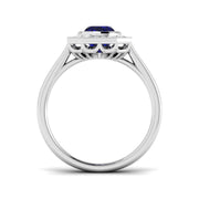 Diamond Barobk Blue Sapphire Ring in 10K/14K gold and platinum with certified lab-grown or natural diamonds