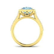 Princess Cut Aquamarine Ring with Round Pave Diamonds in 10K/14K gold and platinum with certified lab-grown or natural diamonds