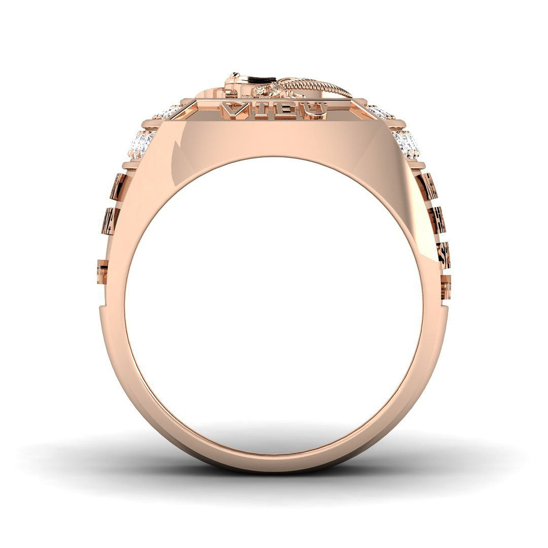 Luxury Eagle Crest Diamond Fancy Ring in 10K/14K gold and platinum with certified lab-grown or natural diamonds