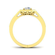 Hexagon Halo Diamond Engagement Ring 0.75ct in 10K/14K gold and platinum with certified lab-grown or natural diamonds