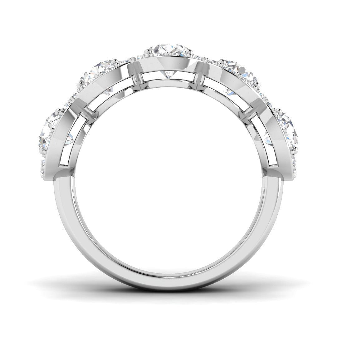 Five Stone Halo Diamond Ring 3.5ct in 10K/14K gold and platinum with certified lab-grown or natural diamonds