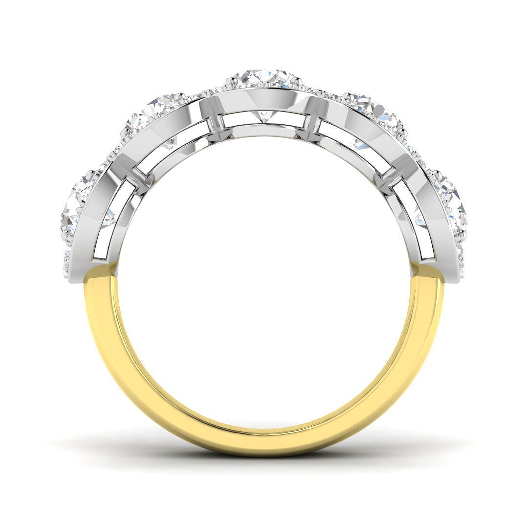 Five Stone Halo Diamond Ring 3.5ct in 10K/14K gold and platinum with certified lab-grown or natural diamonds