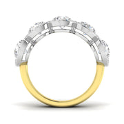 Five Stone Halo Diamond Ring 3.5ct in 10K/14K gold and platinum with certified lab-grown or natural diamonds
