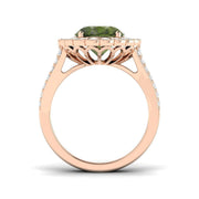 Lab-Grown Oval Green Tourmaline Halo Ring in 10K/14K gold and platinum with certified lab-grown or natural diamonds