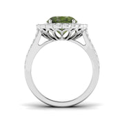 Lab-Grown Oval Green Tourmaline Halo Ring in 10K/14K gold and platinum with certified lab-grown or natural diamonds