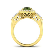 Green Tourmaline Ring with Diamond Halo in 10K/14K gold and platinum with certified lab-grown or natural diamonds